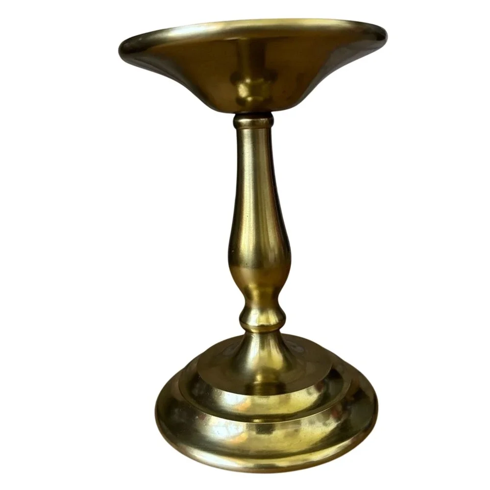 Pottery Barn Arlington Collection Candle Holder Brass 6.75 Tall Pedestal Holder